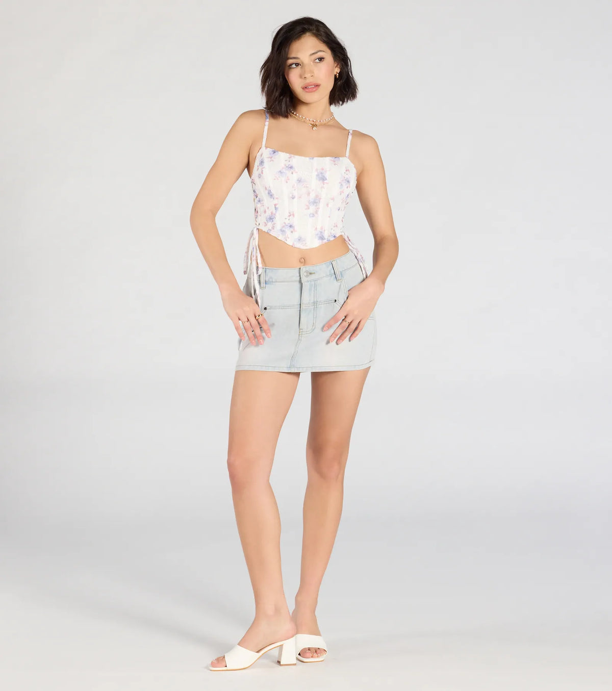 Set It Straight Mid-Rise Denim Skort