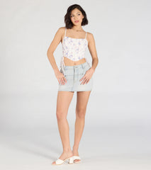Set It Straight Mid-Rise Denim Skort