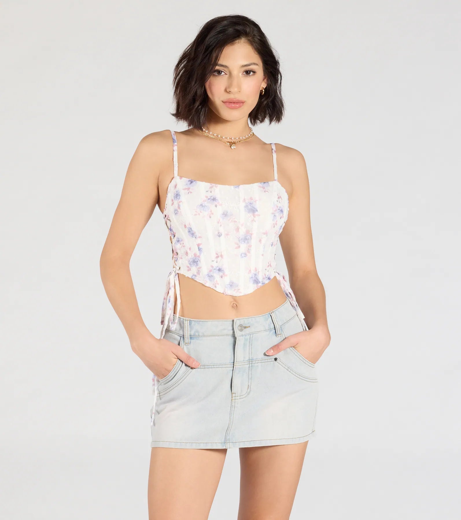 Set It Straight Mid-Rise Denim Skort