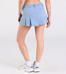 Talk About Me Mid-Rise Pleated Denim Skort