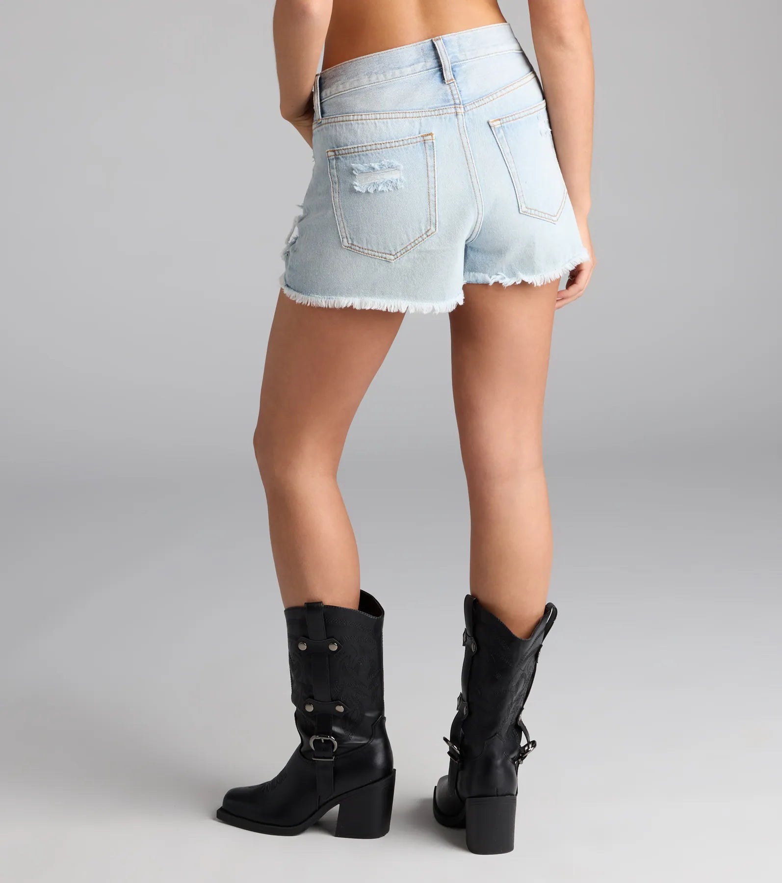 Weekend Fray High-Rise Distressed Denim Shorts