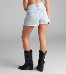 Weekend Fray High-Rise Distressed Denim Shorts