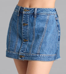 Timeless Staple Mid-Rise Button Denim Skort