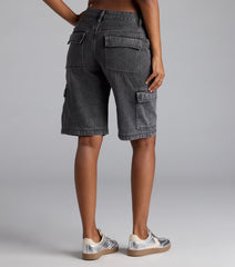 Majorly Fresh Mid-Rise Cargo Denim Jorts