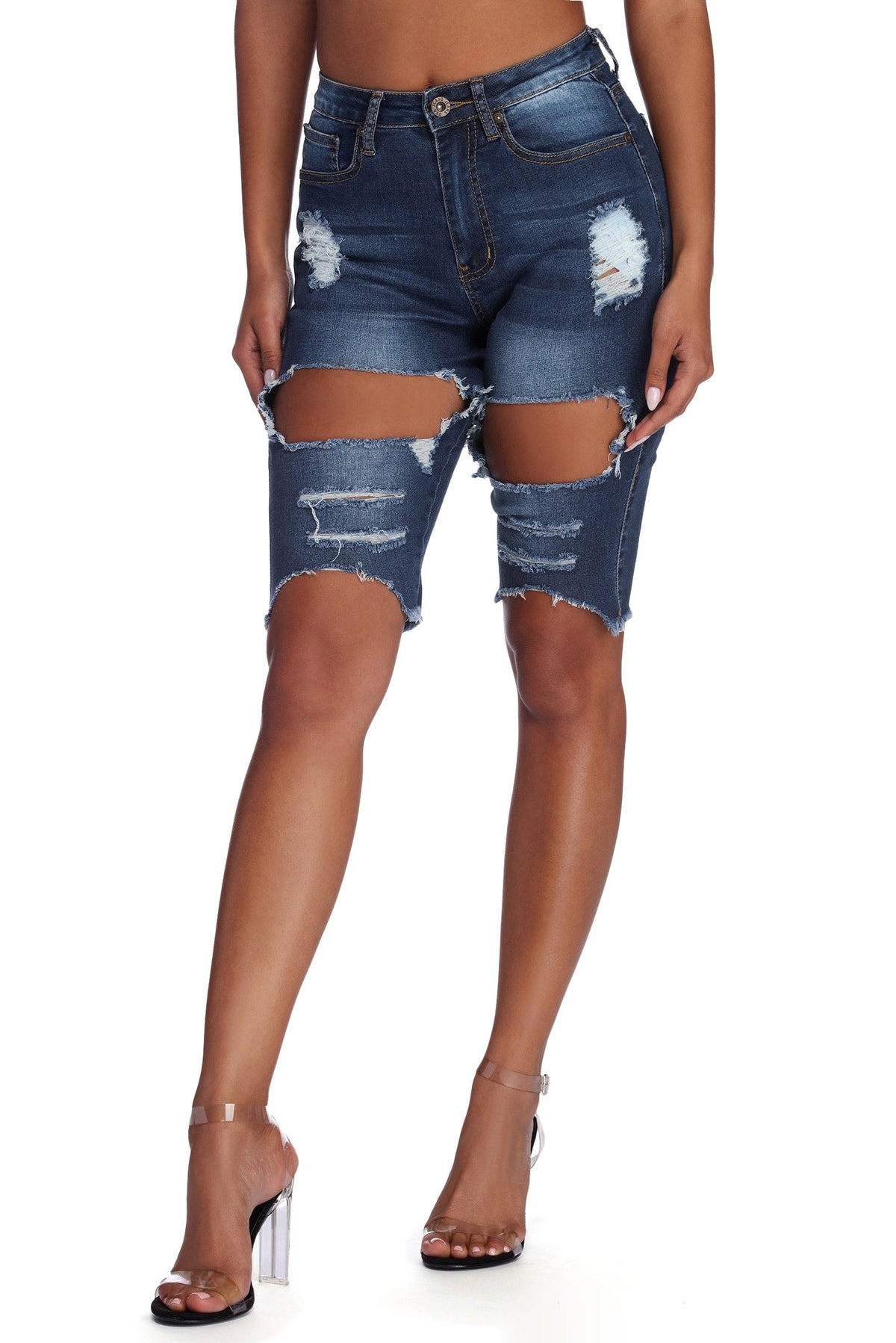 Stylishly Destructed Jean Shorts