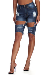 Stylishly Destructed Jean Shorts