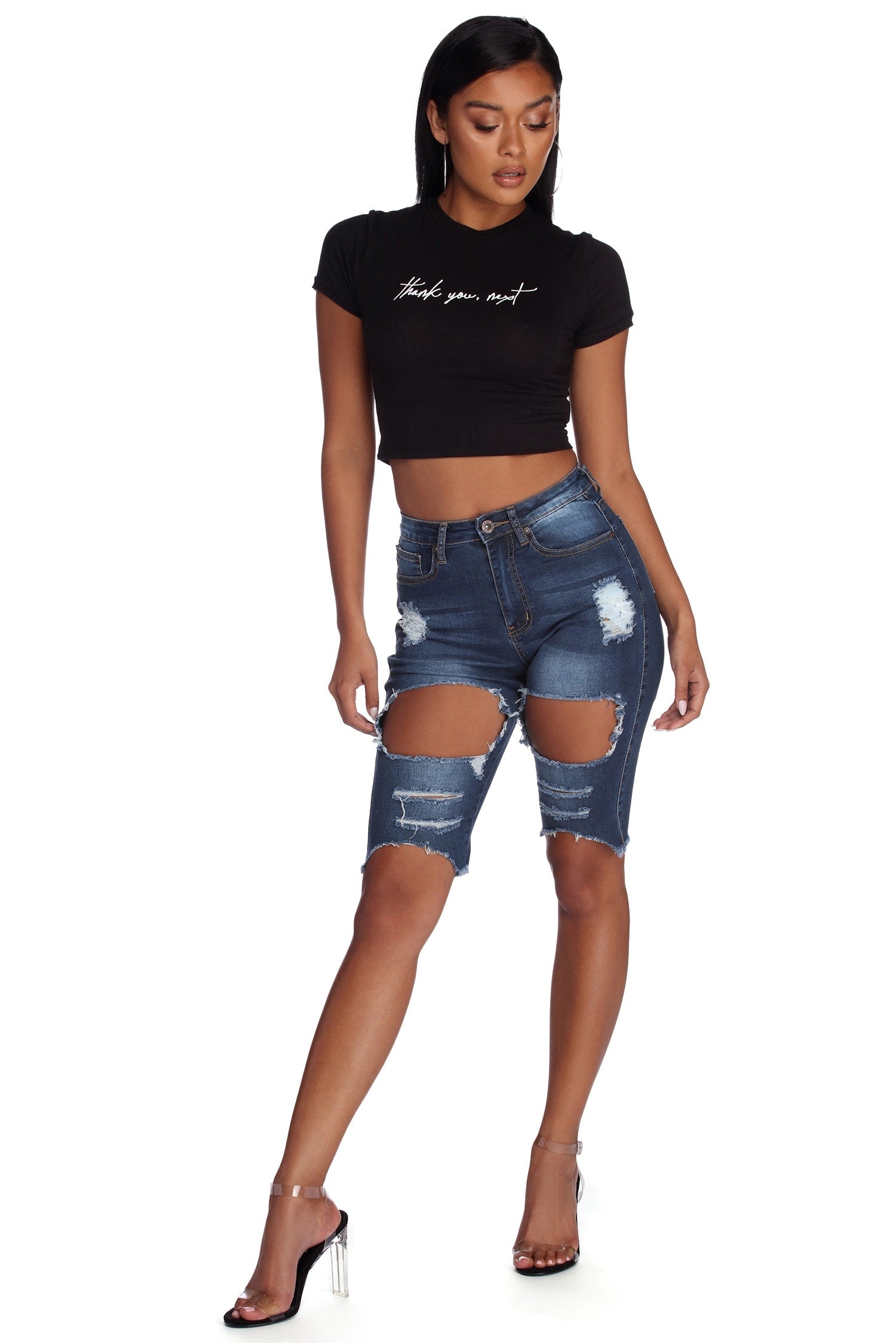 Stylishly Destructed Jean Shorts