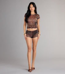 After Dark Animal Print Mesh Crop Top