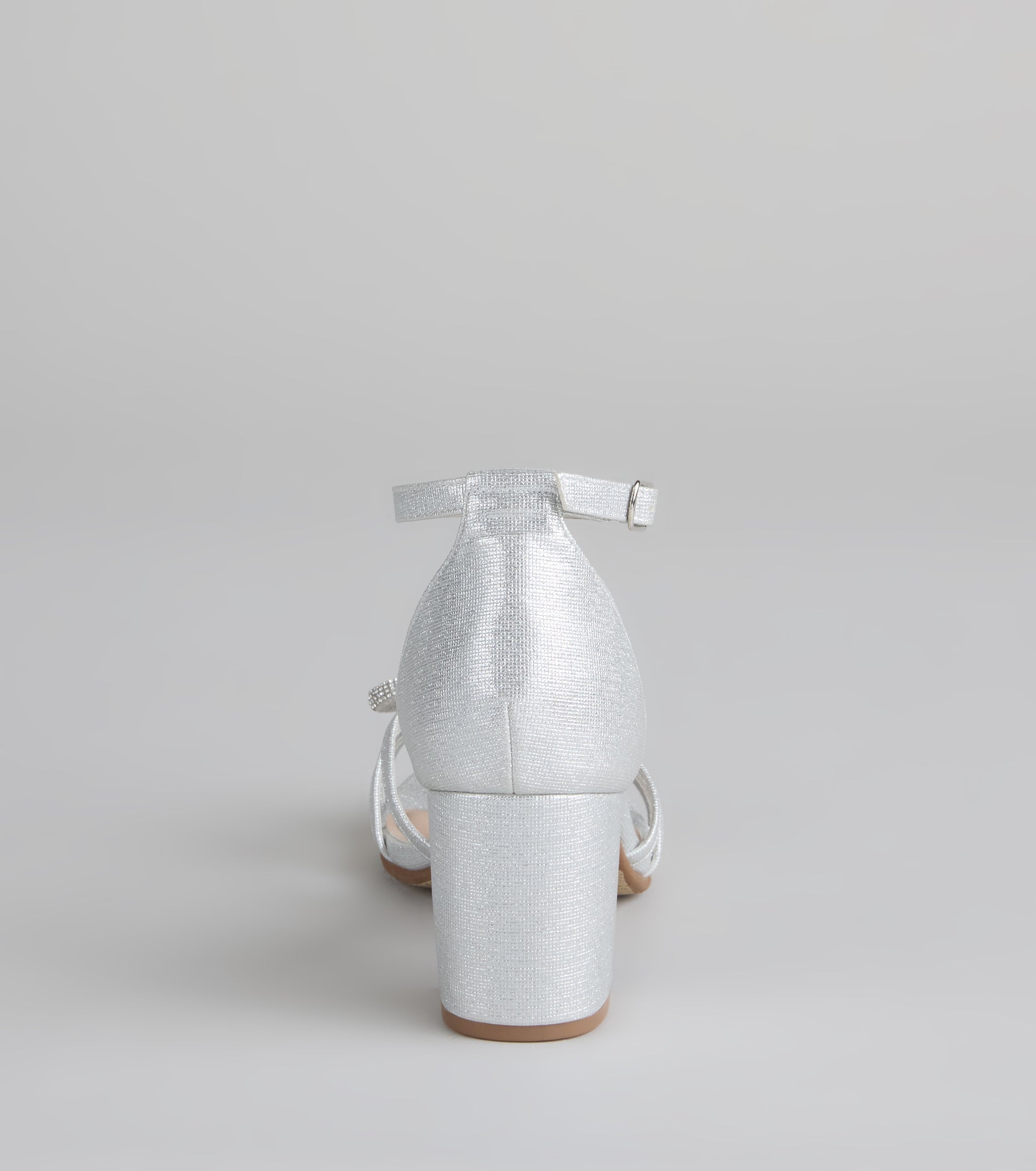 Starlit Glam Rhinestone Bow Glitter Block Heels