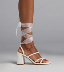 Stay Elegant Lace-Up Rhinestone Block Heels