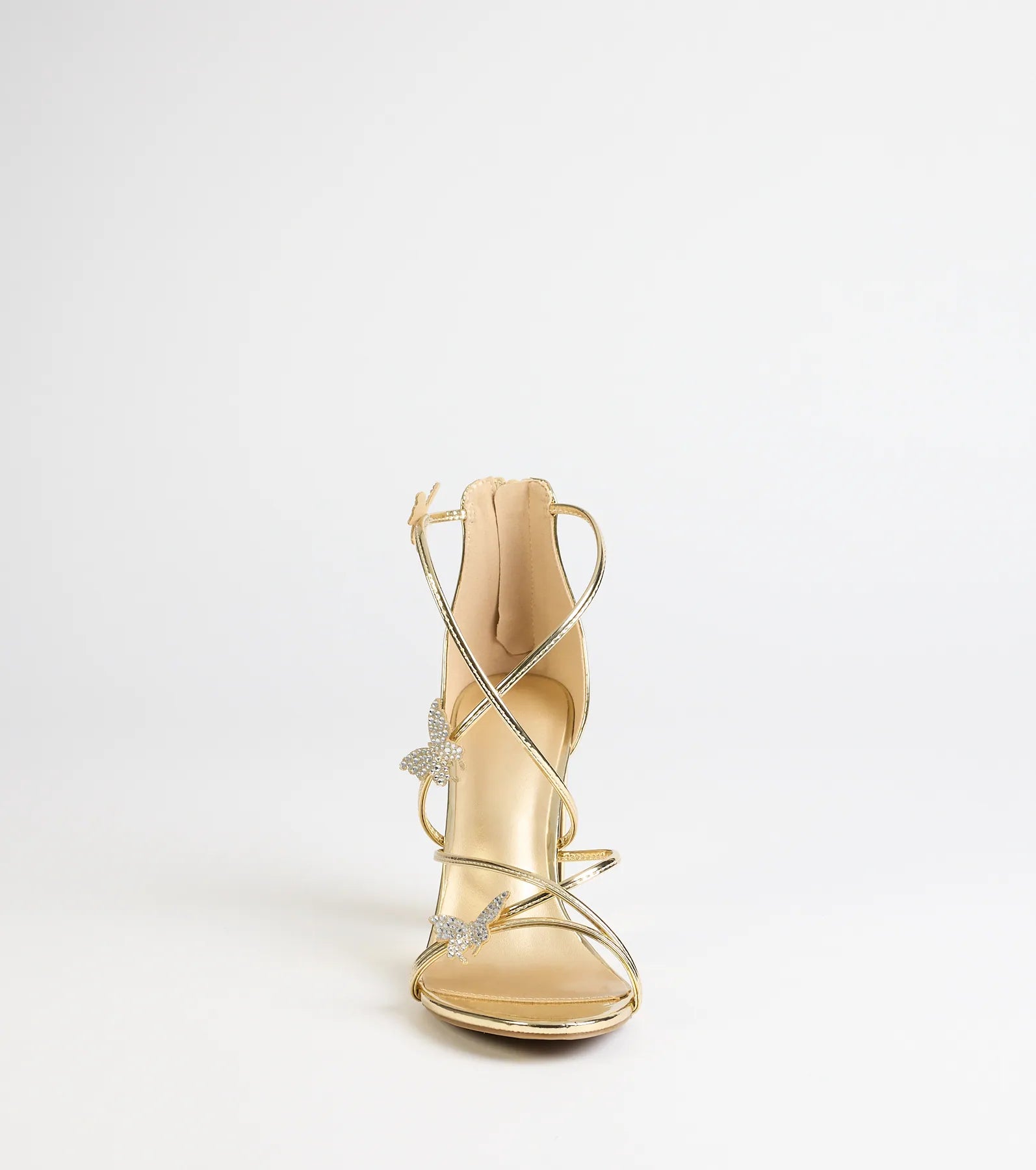 Whimsically Chic Butterfly Rhinestone Block Heels