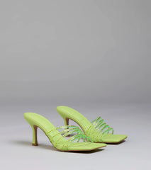 Alluring Strappy Stud Stiletto Mules