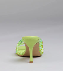 Alluring Strappy Stud Stiletto Mules