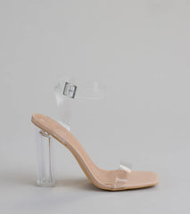 Clearly Chic Square Toe Block Heels