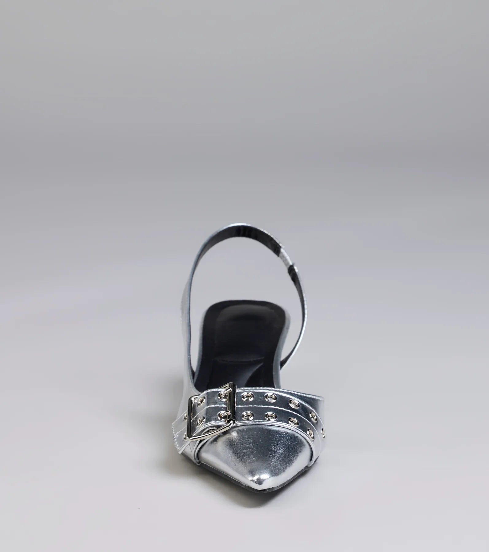 Sleek Trendy Buckle Strap Slingback Kitten Heels