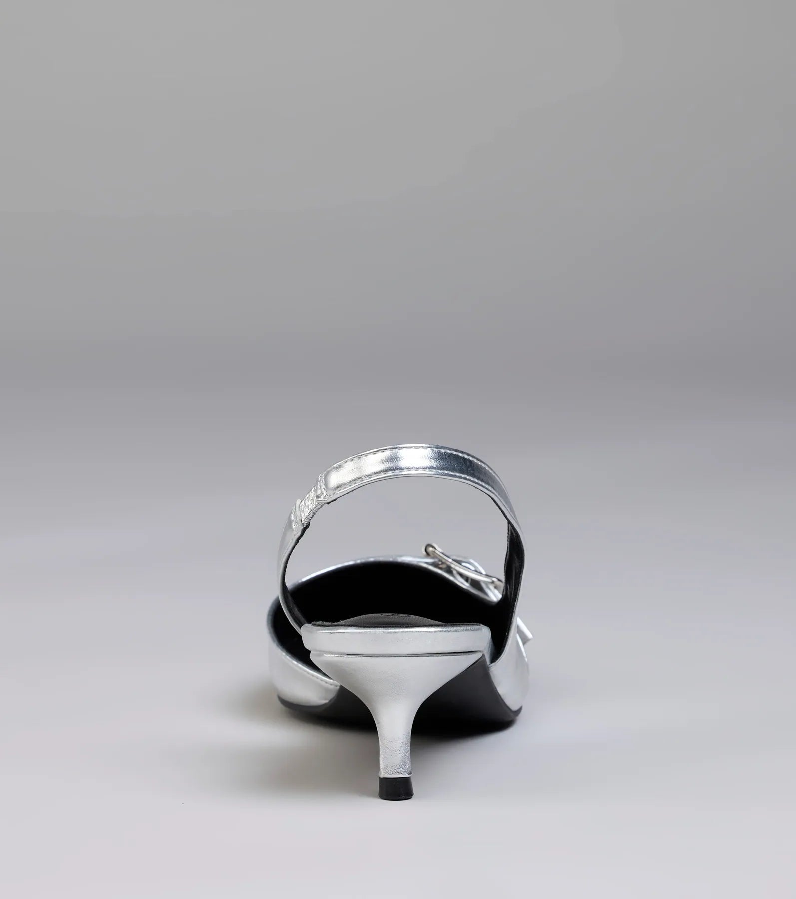 Sleek Trendy Buckle Strap Slingback Kitten Heels