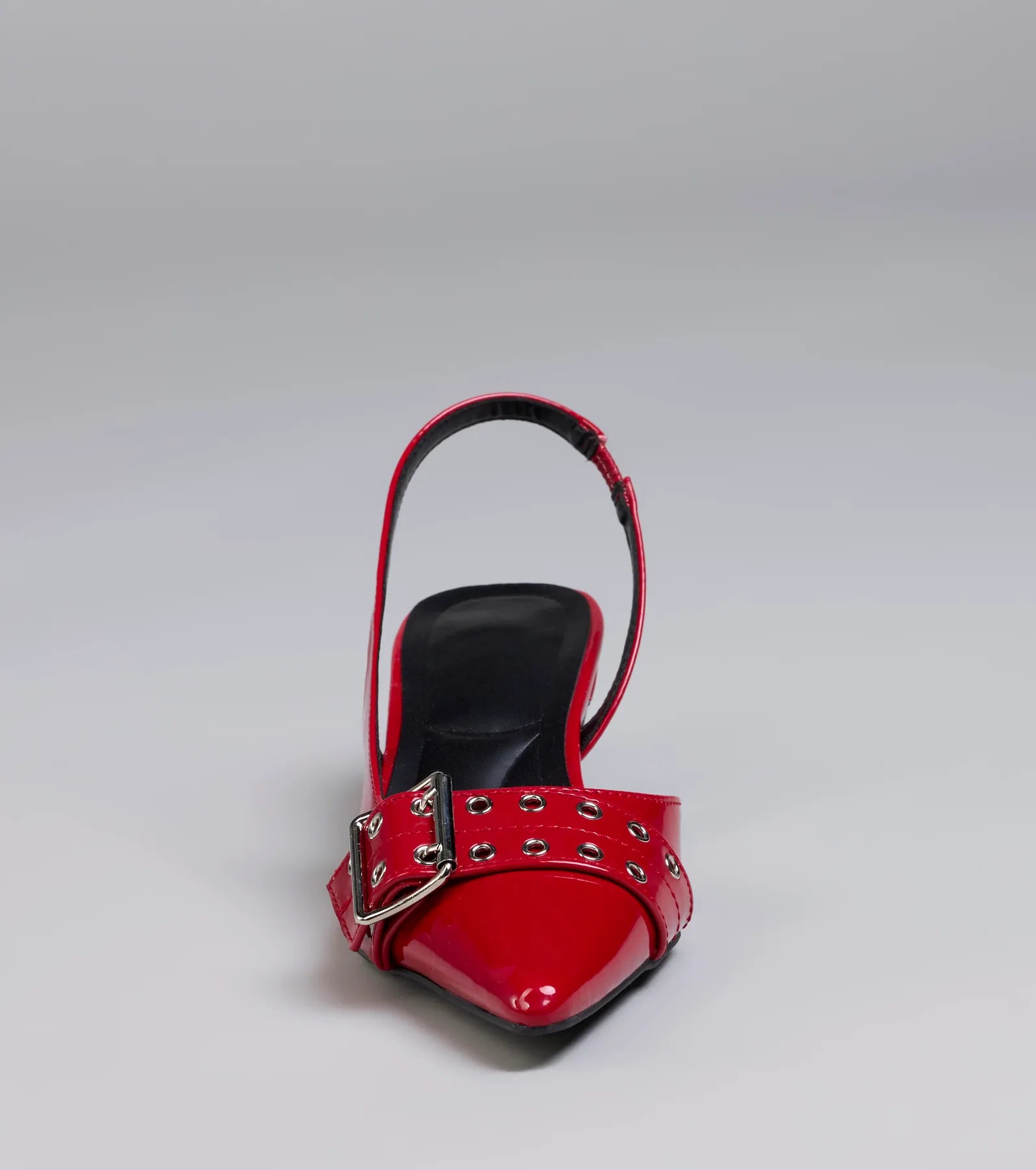 Sleek Trendy Buckle Strap Slingback Kitten Heels