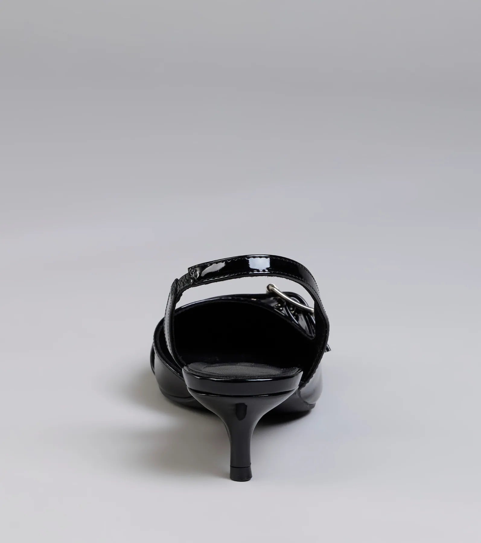 Sleek Trendy Buckle Strap Slingback Kitten Heels