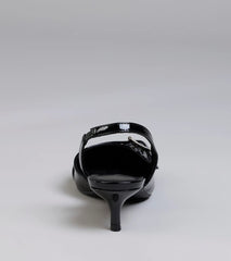 Sleek Trendy Buckle Strap Slingback Kitten Heels