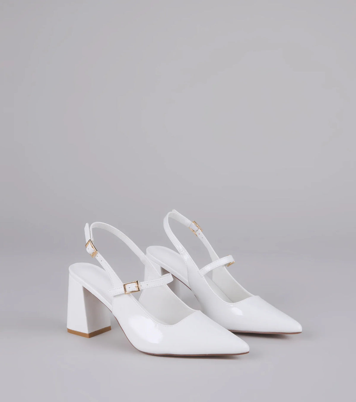 Point Made Buckle Strap Sling-Back Pumps