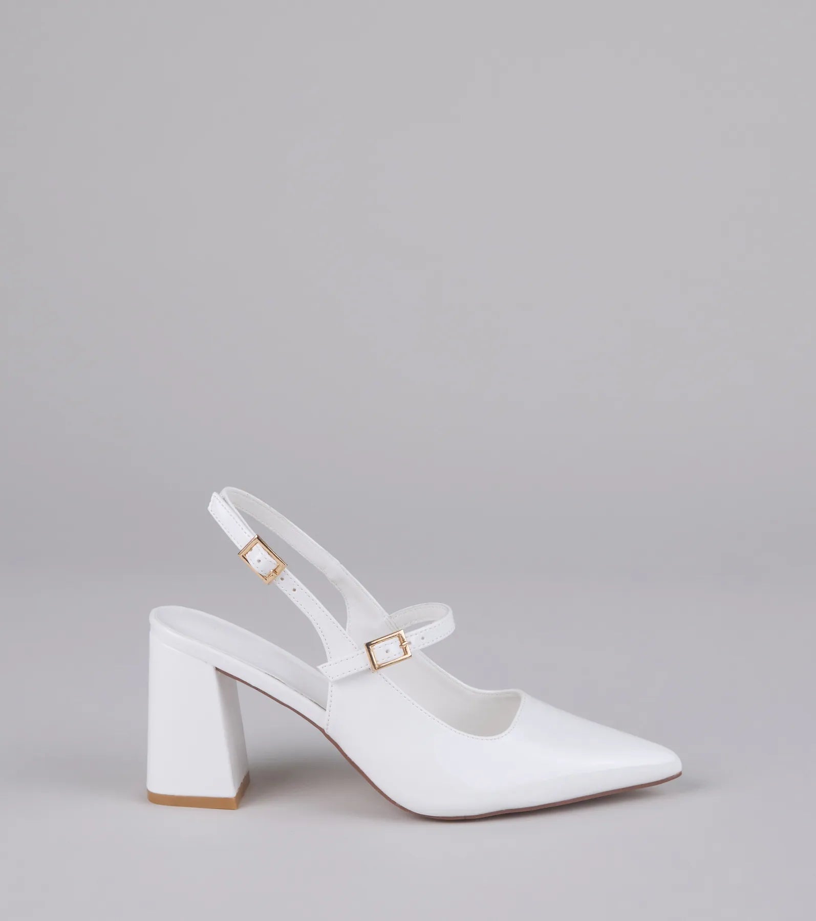 Point Made Buckle Strap Sling-Back Pumps