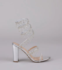 Keep It Gorgeous Rhinestone Spiral Block Heels