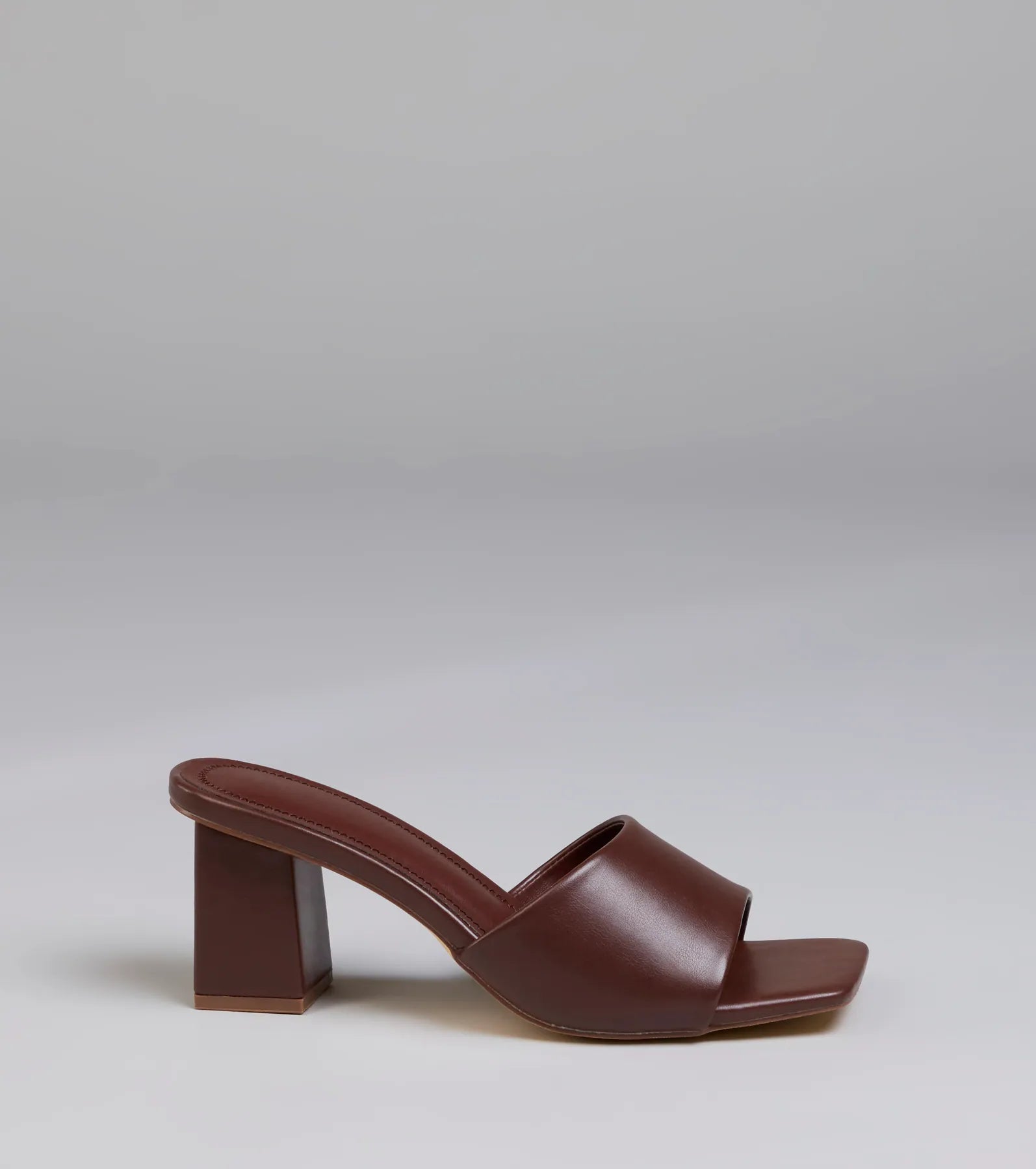 Chic Flair Square Toe Block Heel Mules