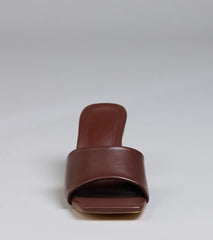 Chic Flair Square Toe Block Heel Mules