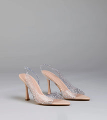 Clear Goals Rhinestone Pearl Slingback Pumps