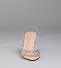 Clear Goals Rhinestone Pearl Slingback Pumps