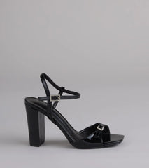 Booked And Busy Rhinestone Buckle Block Heels