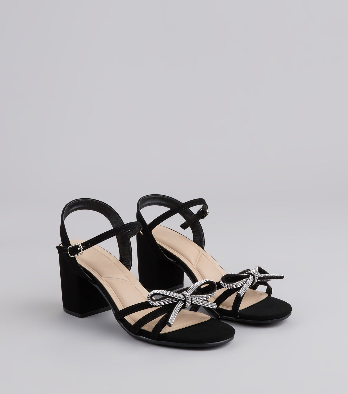 Glitter And Grace Rhinestone Bow Heels