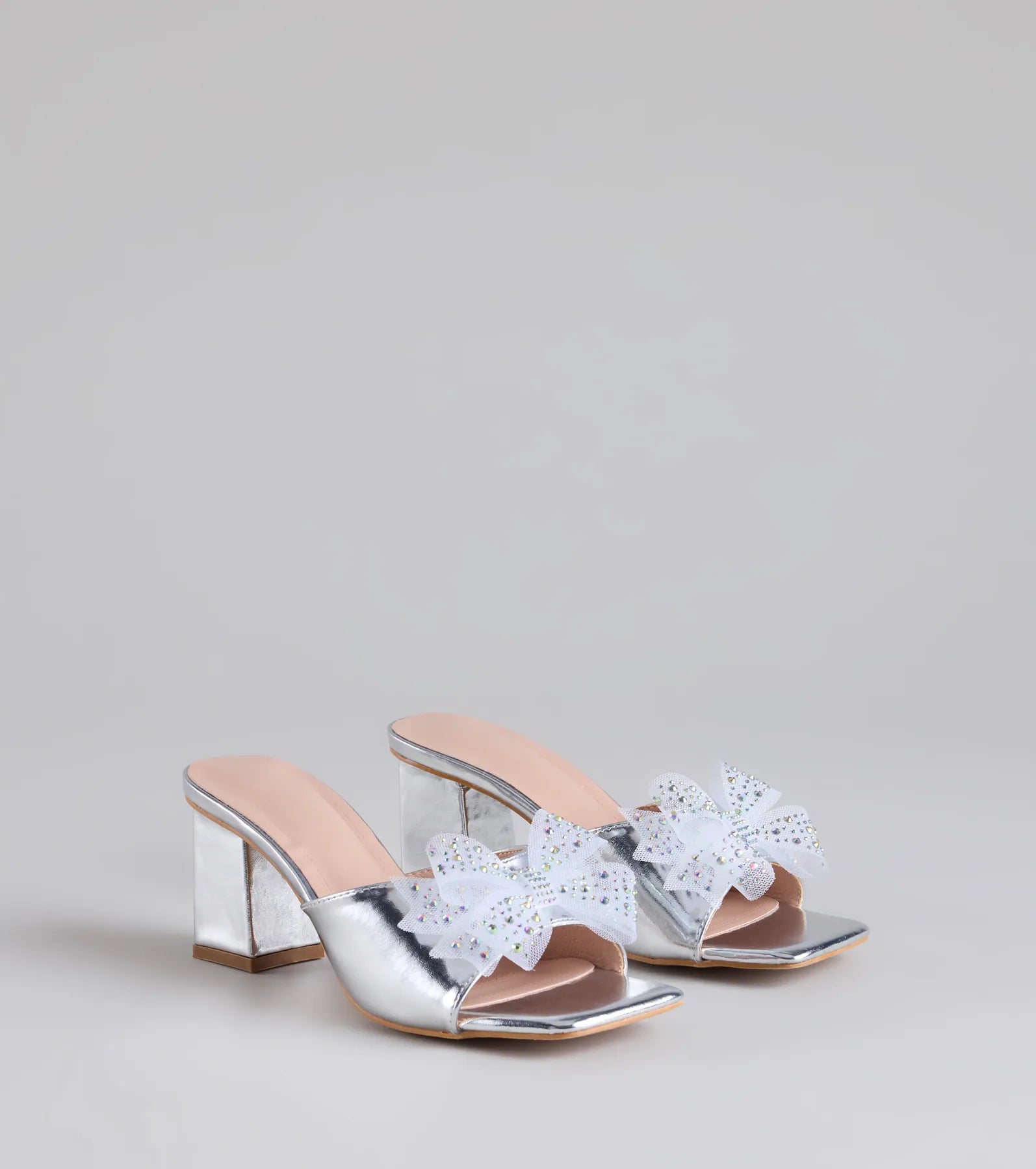 Sweet Glamour Rhinestone Bow Mules