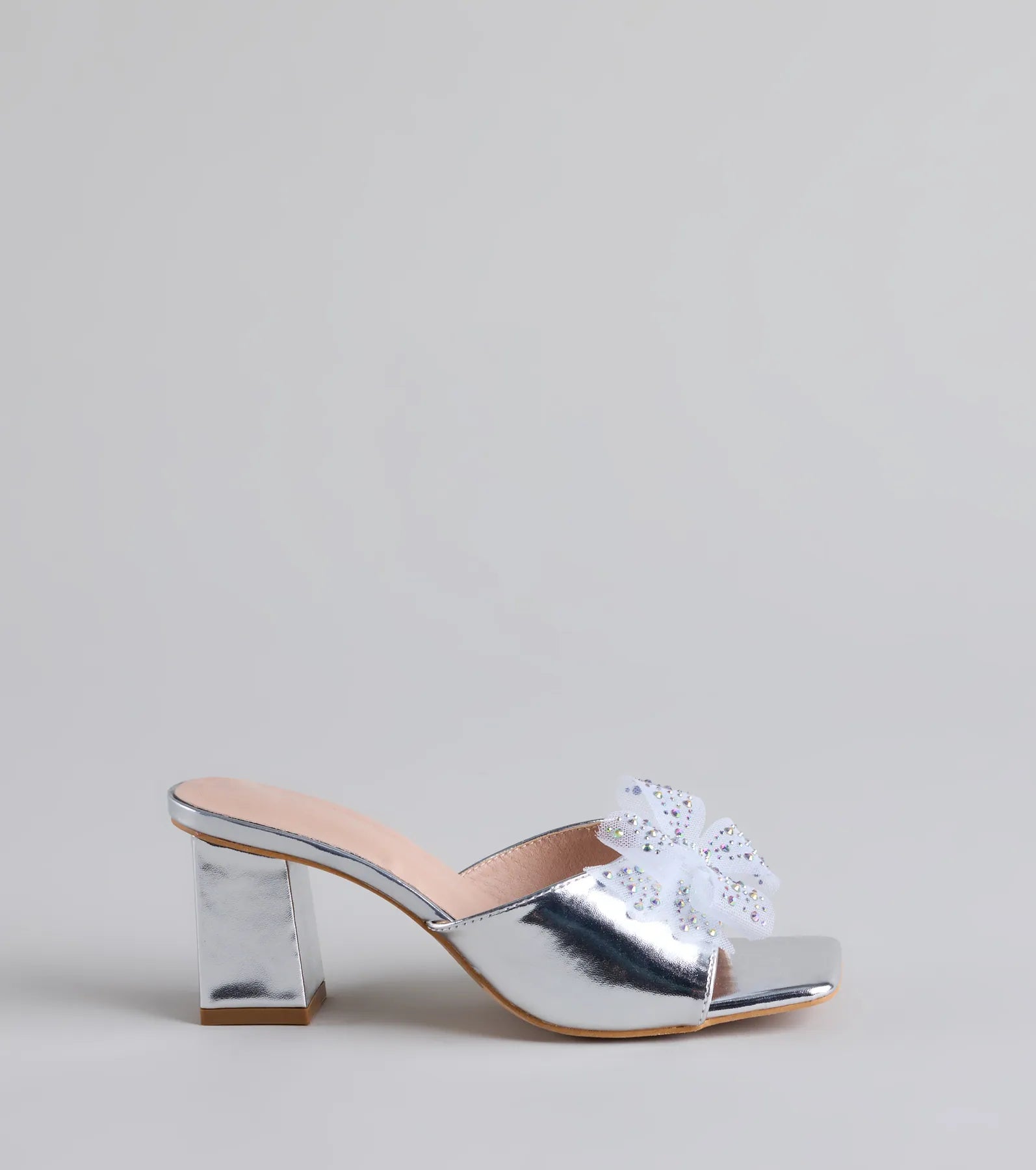 Sweet Glamour Rhinestone Bow Mules