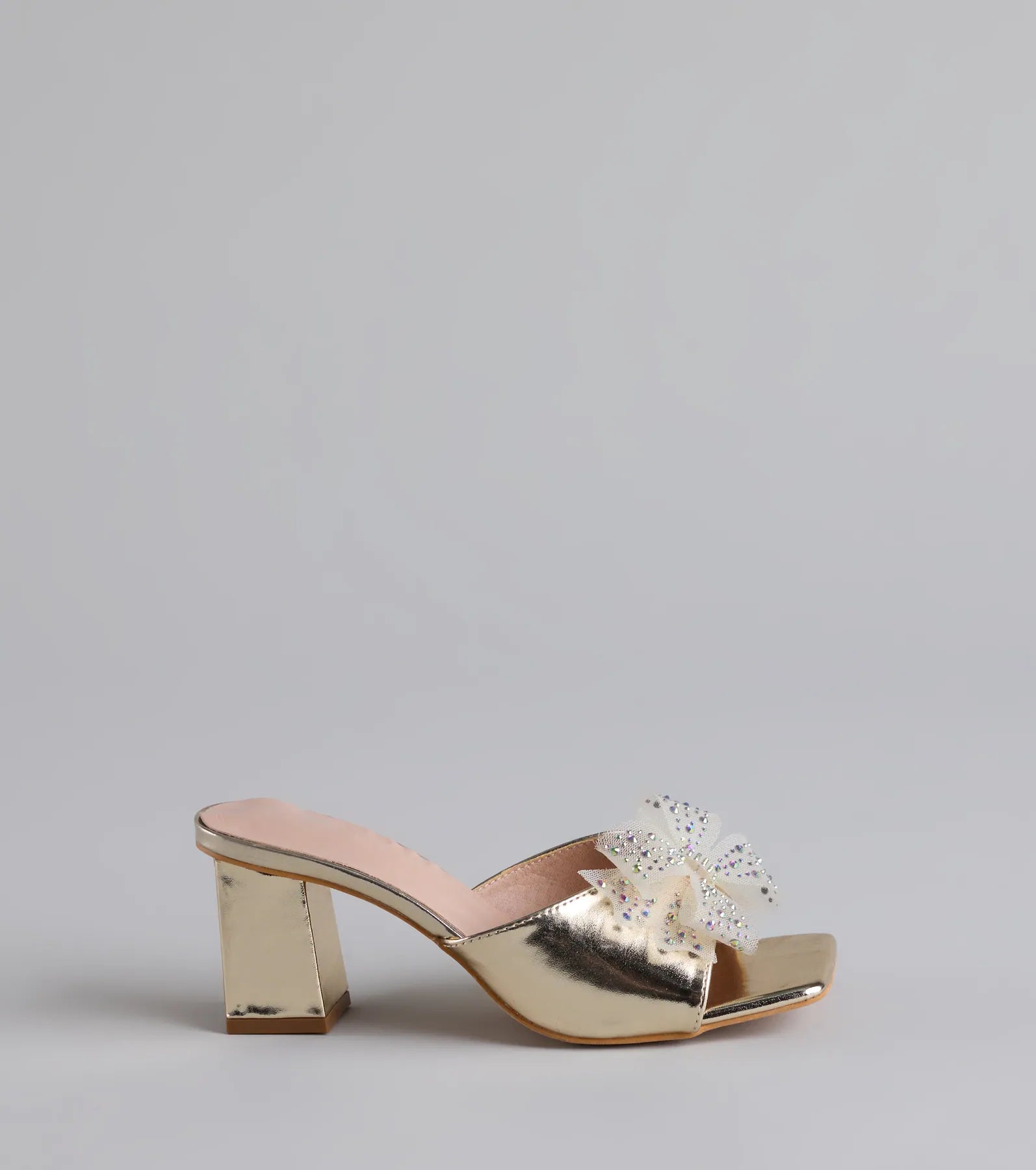 Sweet Glamour Rhinestone Bow Mules