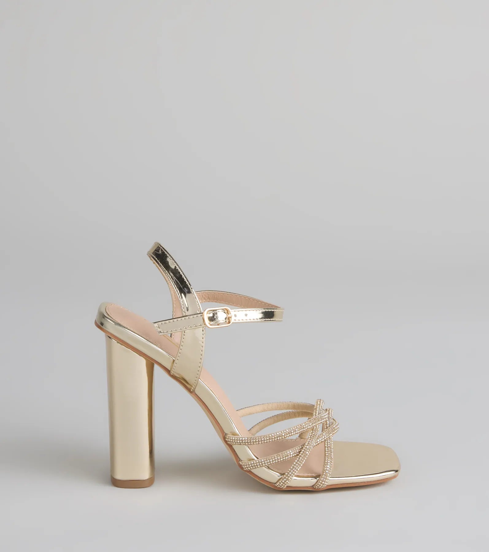 Glow Getter Twisted Rhinestone Heels