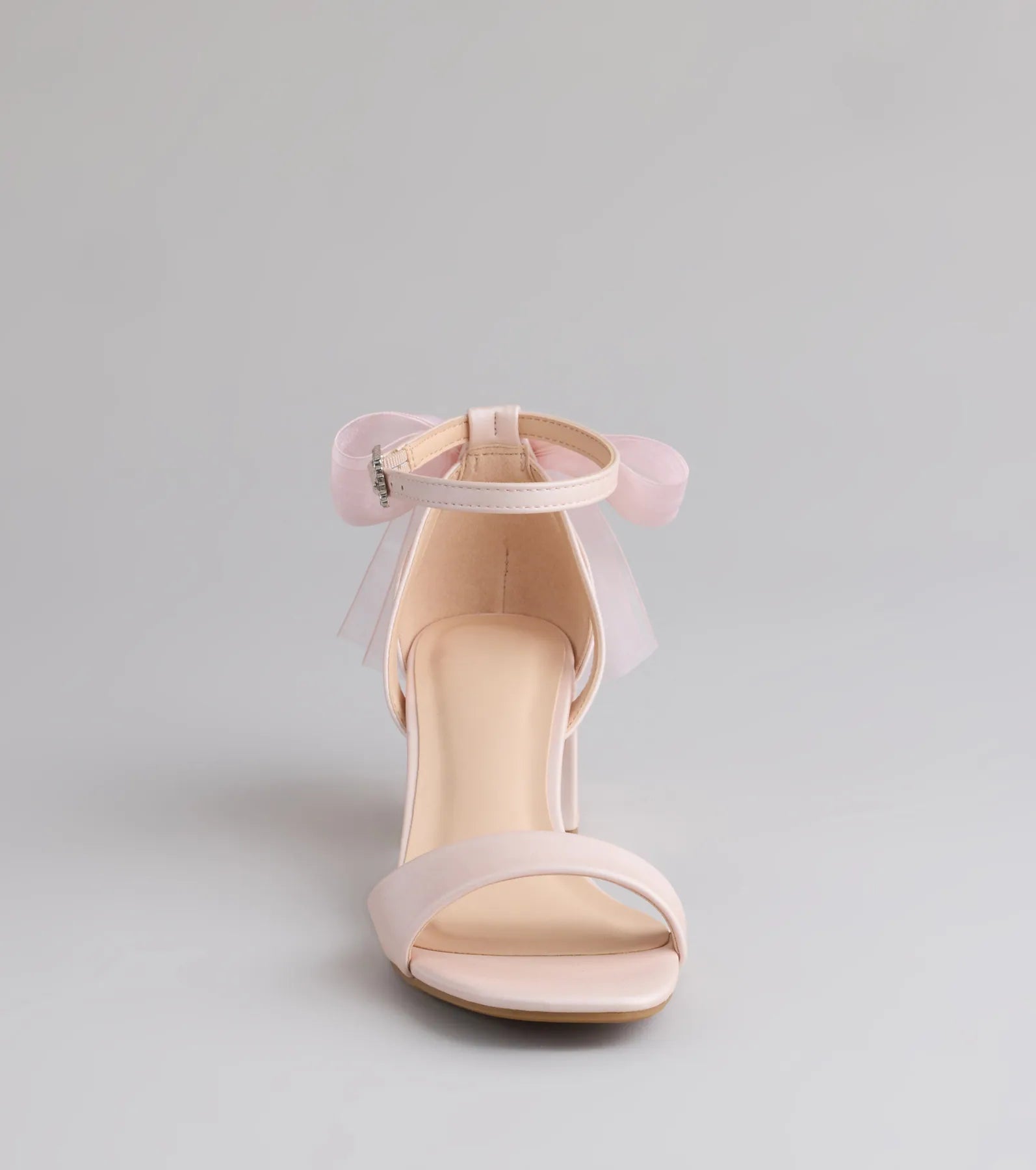 So Pretty Chiffon Bow Satin Block Heels