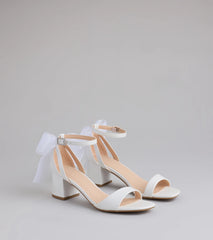 So Pretty Chiffon Bow Satin Block Heels