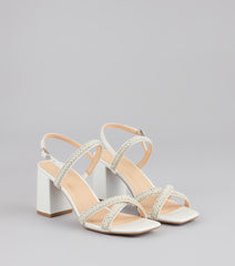 Shine All Night Pearl Rhinestone Block Heels