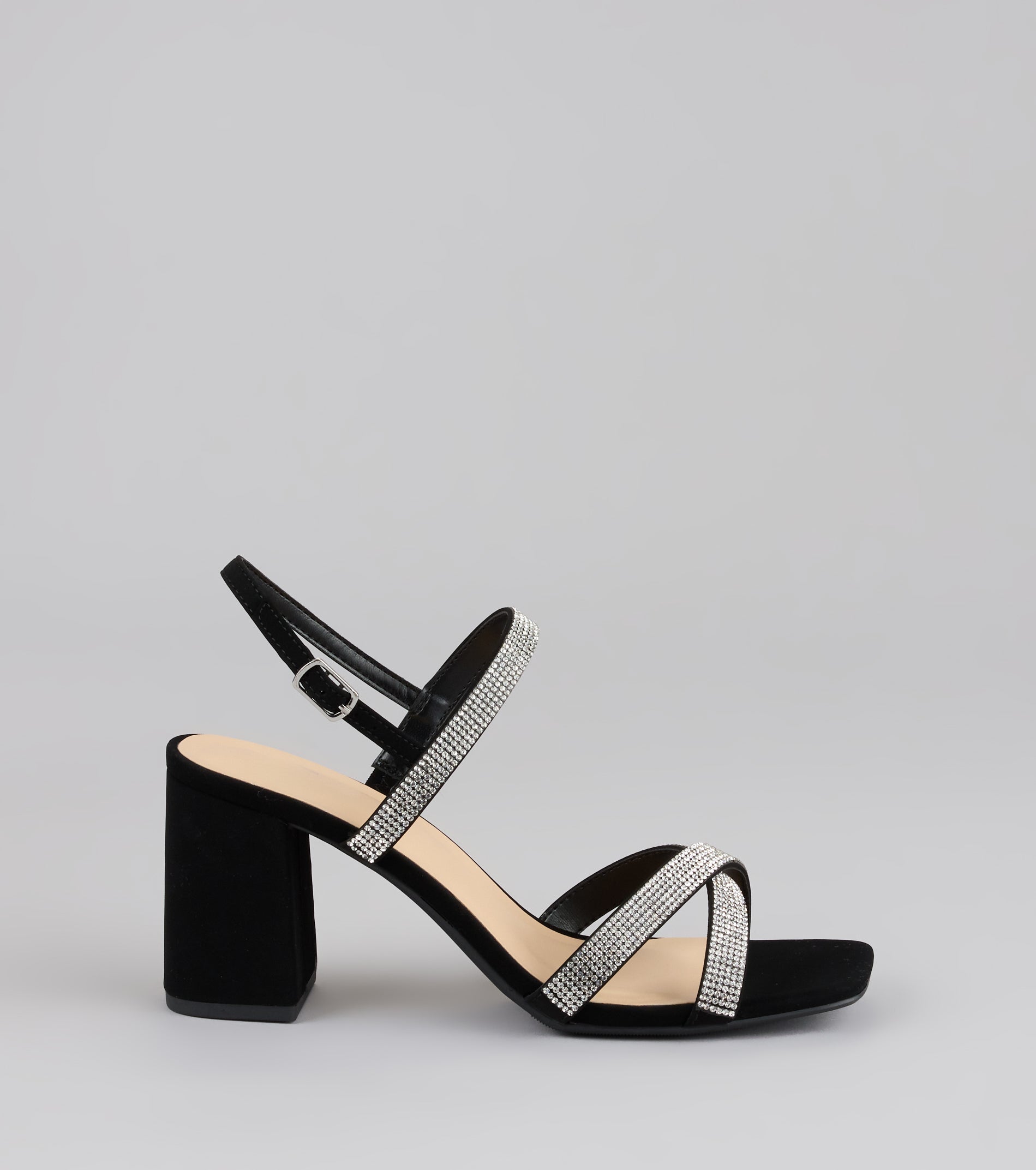 Night Luxe Rhinestone Block Heels