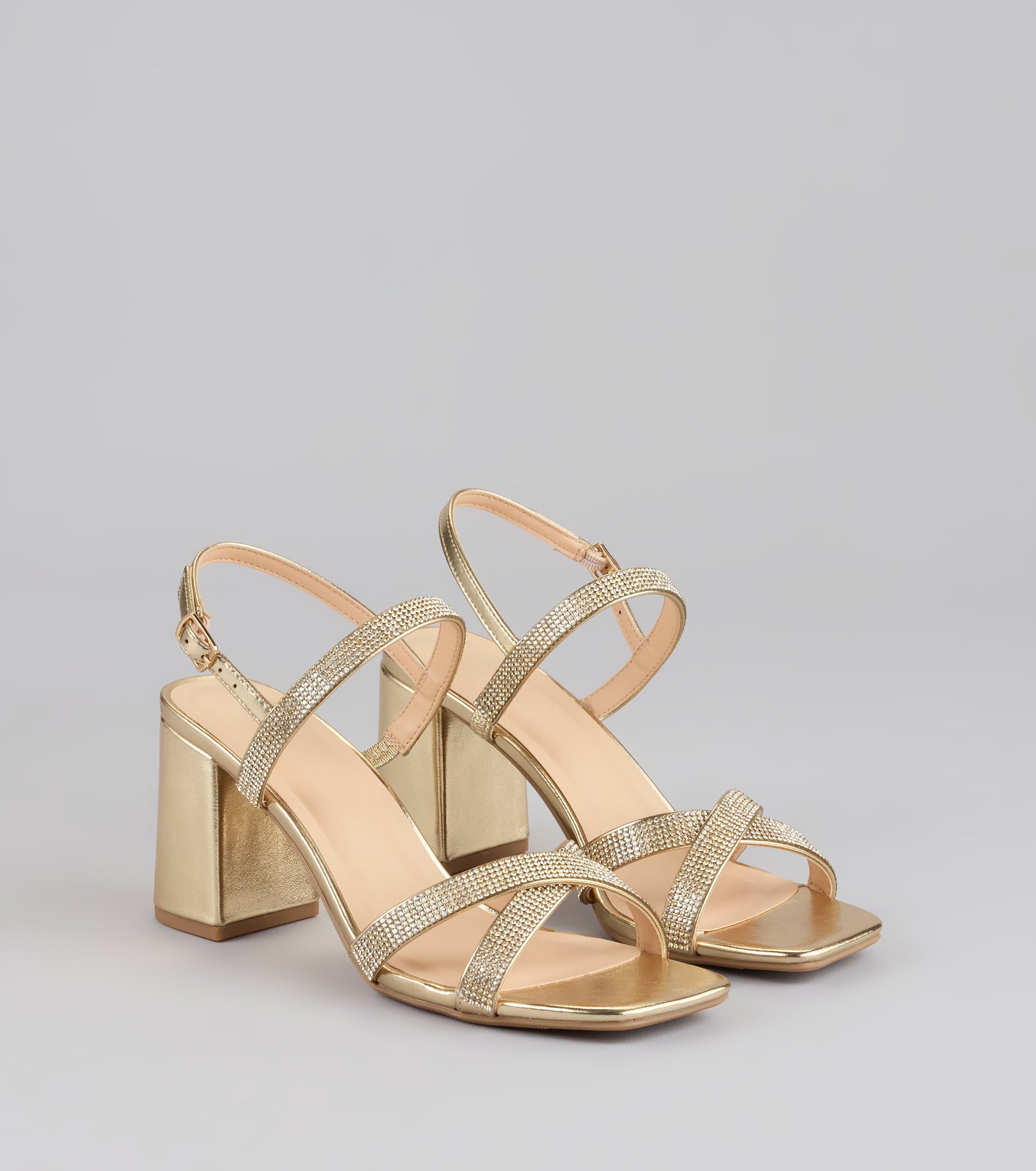 Night Luxe Rhinestone Block Heels