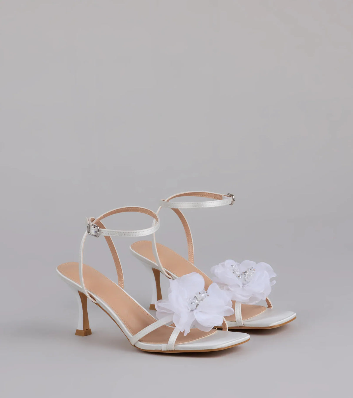 Glam Bloom Flower Strap Kitten Heels