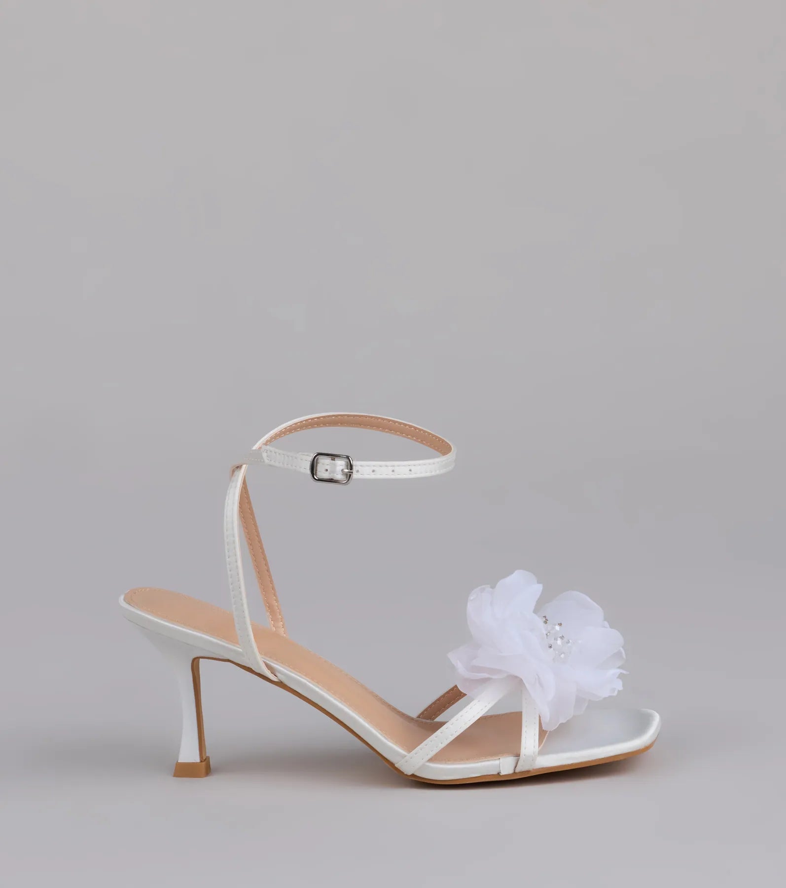 Glam Bloom Flower Strap Kitten Heels