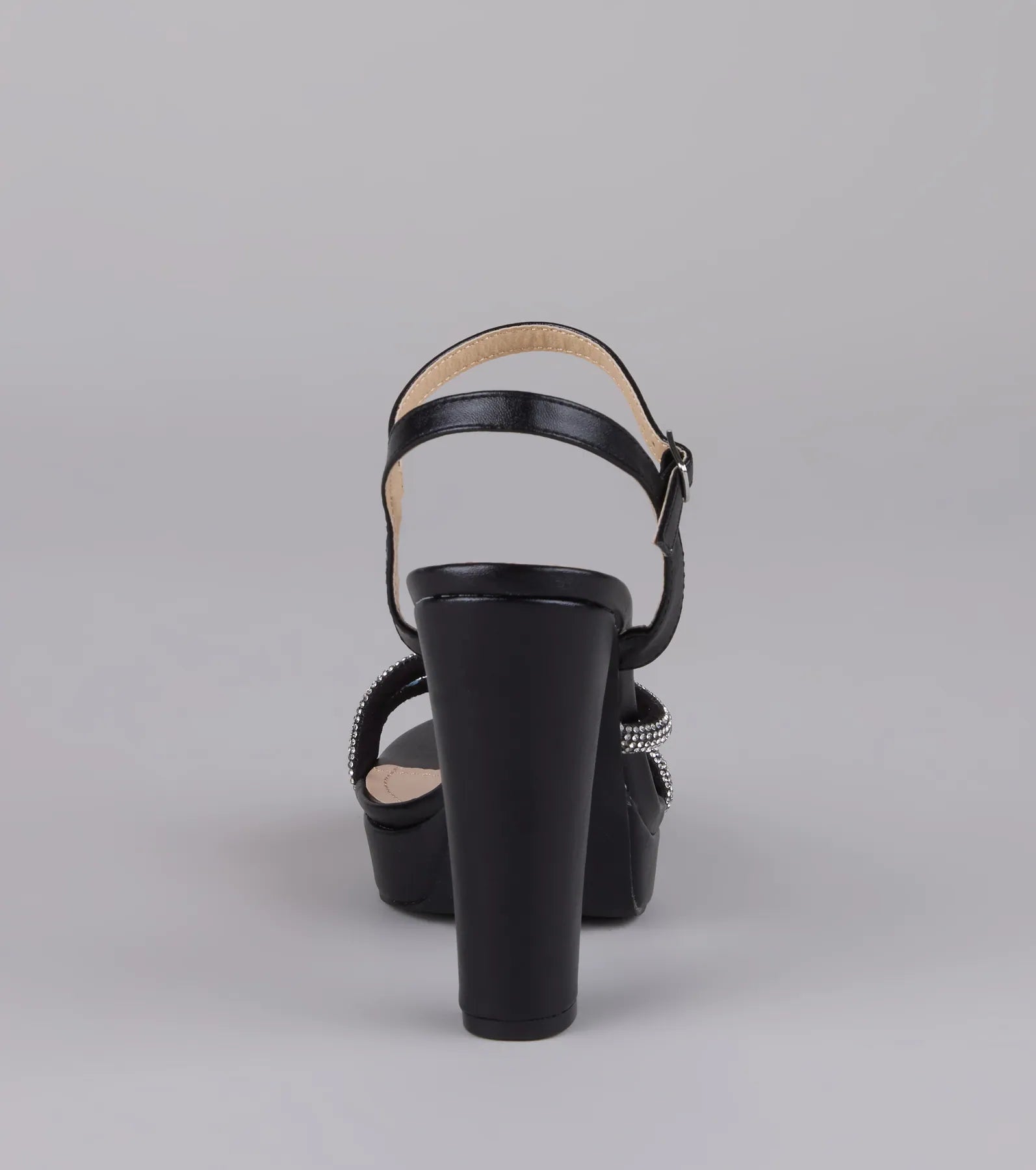 Dazzle Me Up Rhinestone Strappy Block Heels