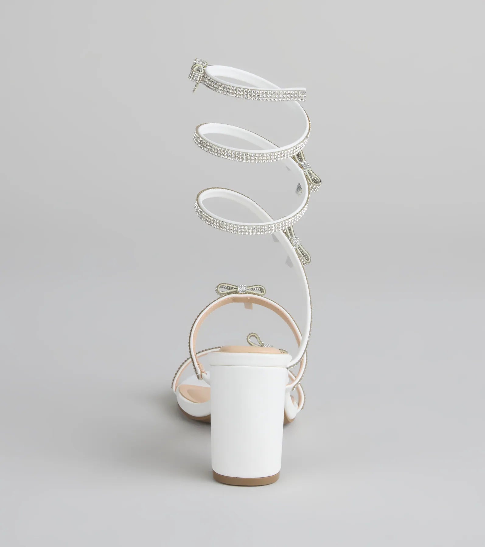 Put A Bow On It Rhinestone Bow Spiral Heels