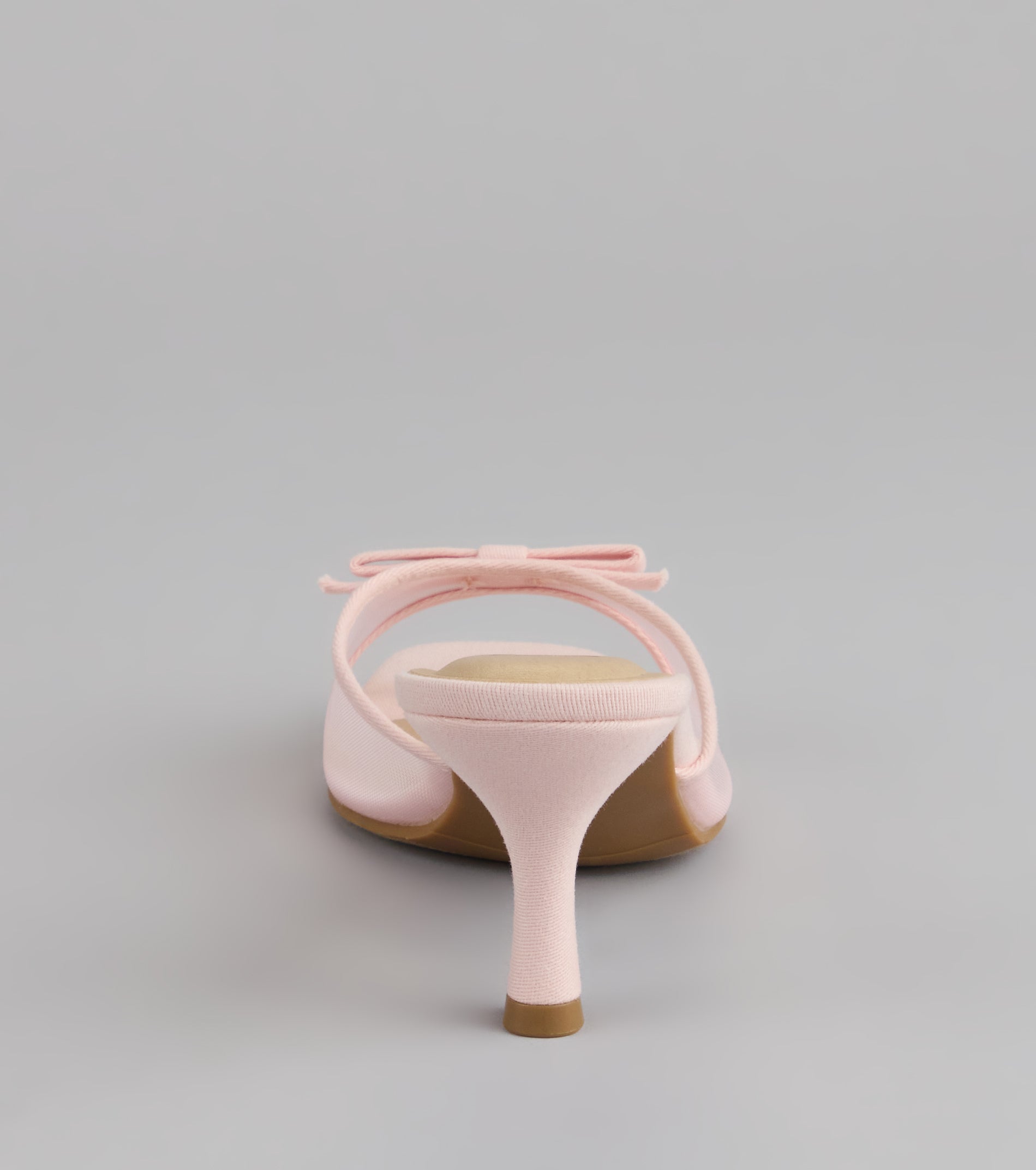 Dainty Drama Mesh Bow Kitten Mules
