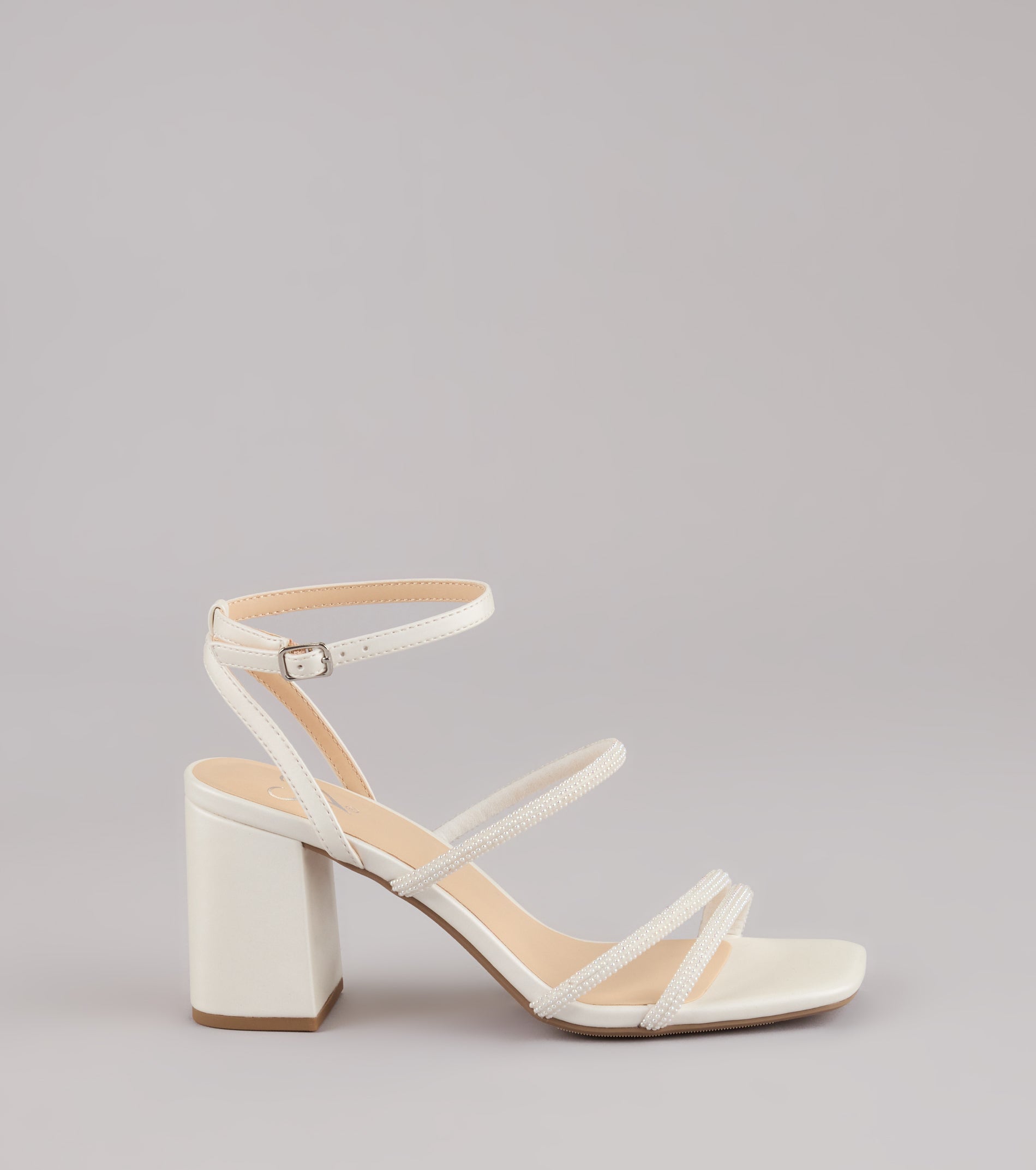 Chic And Polished Pearl Satin Block Heels