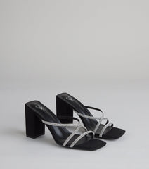 Strut Strategy Rhinestone Strappy Mules