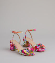 Floral Moment Bow Block Heels