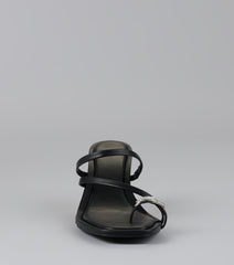 Lowkey Luxe Rhinestone Strappy Kitten Heel Mules